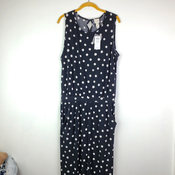 Chico's Black & White Polka Dot Jumper Pantsuit - Picture 1 of 10